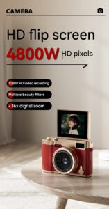 2026Ultra HD Flip Screen Vlogging Camera – 16X Zoom, Auto Focus, 2.4 Inch Flip Screen,Perfect for Beginners 2 sku afrylo 0019 06